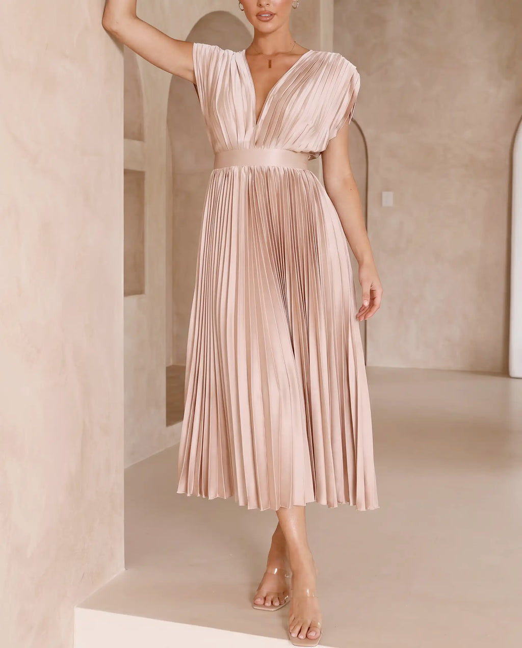 Damen Maxikleid plissiert fließend – Sommerhochzeit & Abend | Grace