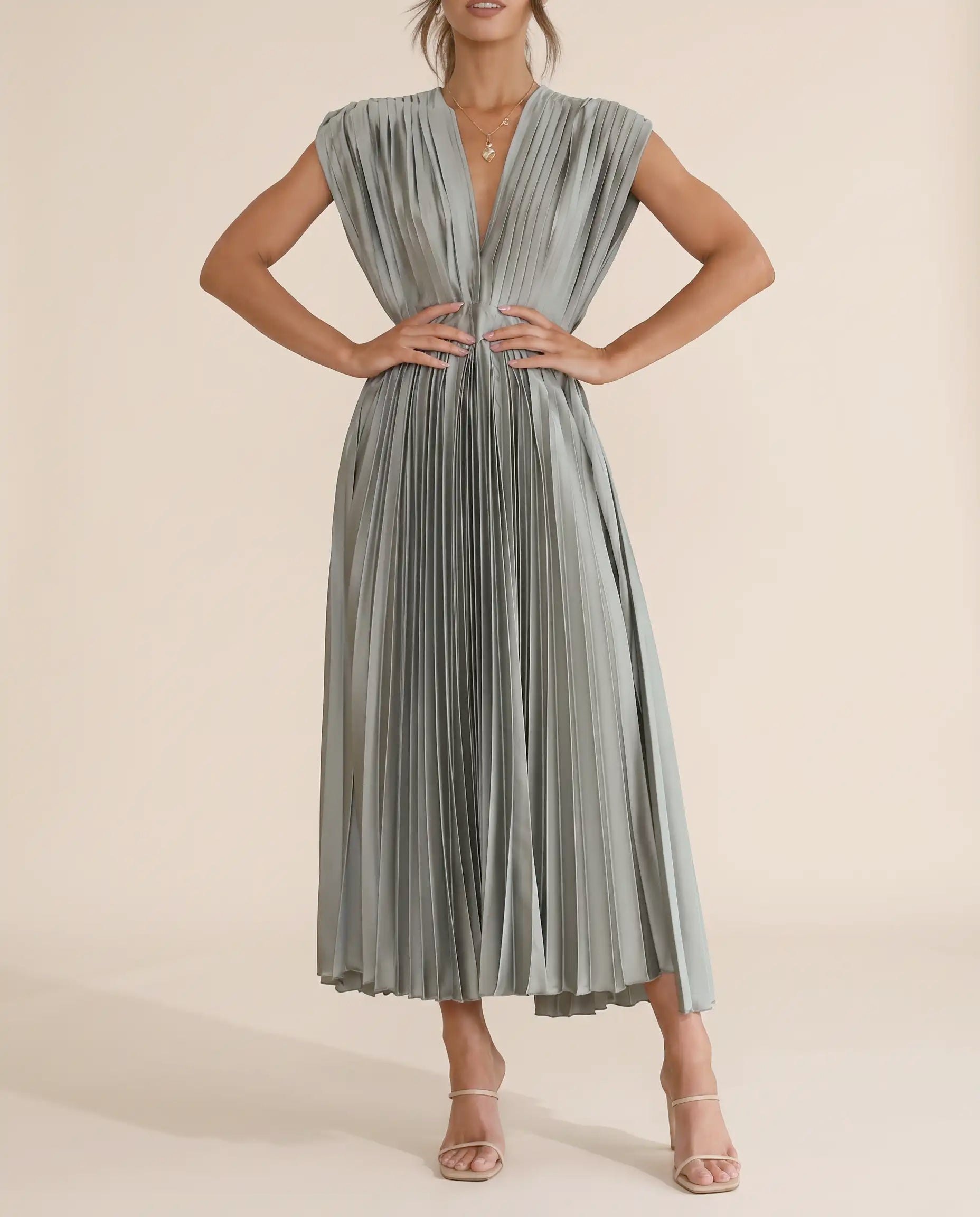 Damen Maxikleid plissiert fließend – Sommerhochzeit & Abend | Grace
