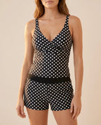 Damen Bikini-Set mit Punktemuster und High-Waist-Badeshorts – verspielter Sommerlook | Sila