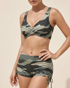 Damen Bikini-Set Twist-Oberteil mit Badeshorts – verstellbare Träger für Strand & Pool | Jane