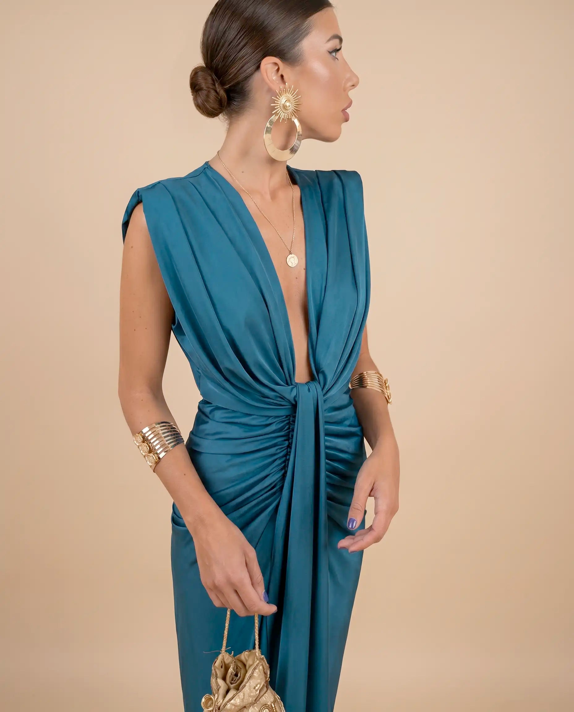 Damen Midikleid plissiert fließend – mühelose Eleganz für Alltag & Abend | Lunaria