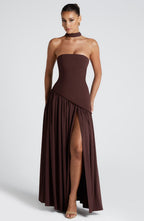 Damen Maxikleid trägerlos rückenfrei mit hohem Schlitz – Abend & festliche Anlässe | Liora