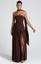 Damen Maxikleid trägerlos rückenfrei mit hohem Schlitz – Abend & festliche Anlässe | Liora