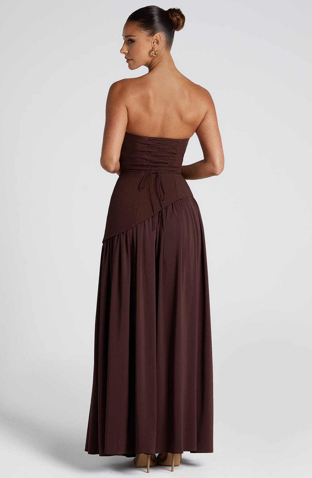 Damen Maxikleid trägerlos rückenfrei mit hohem Schlitz – Abend & festliche Anlässe | Liora