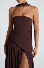 Damen Maxikleid trägerlos rückenfrei mit hohem Schlitz – Abend & festliche Anlässe | Liora