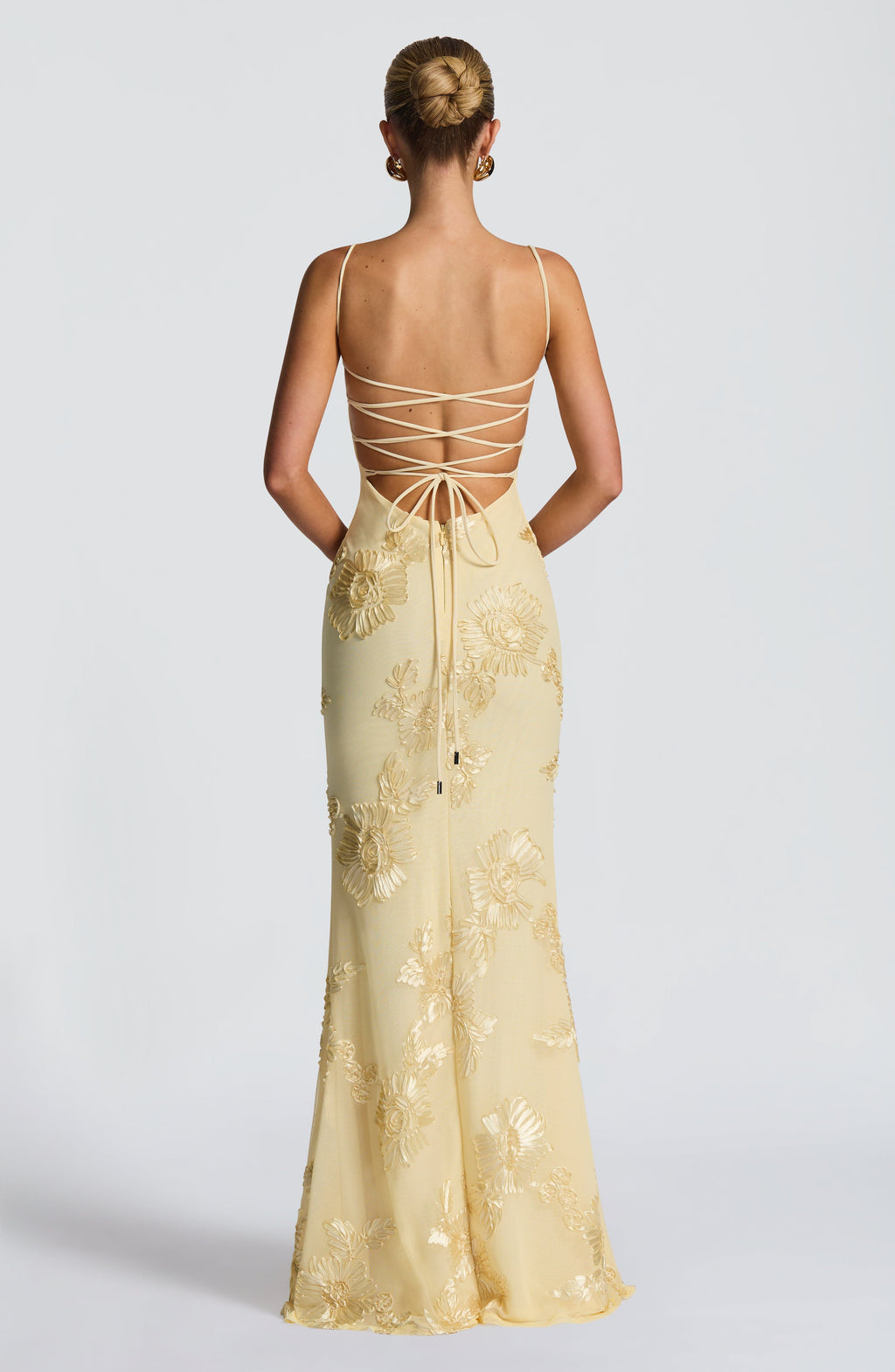 Damen Maxikleid Mesh Spaghettiträger Schnürrücken Fit & Flare – feminin-festlich für den Abend | Eira