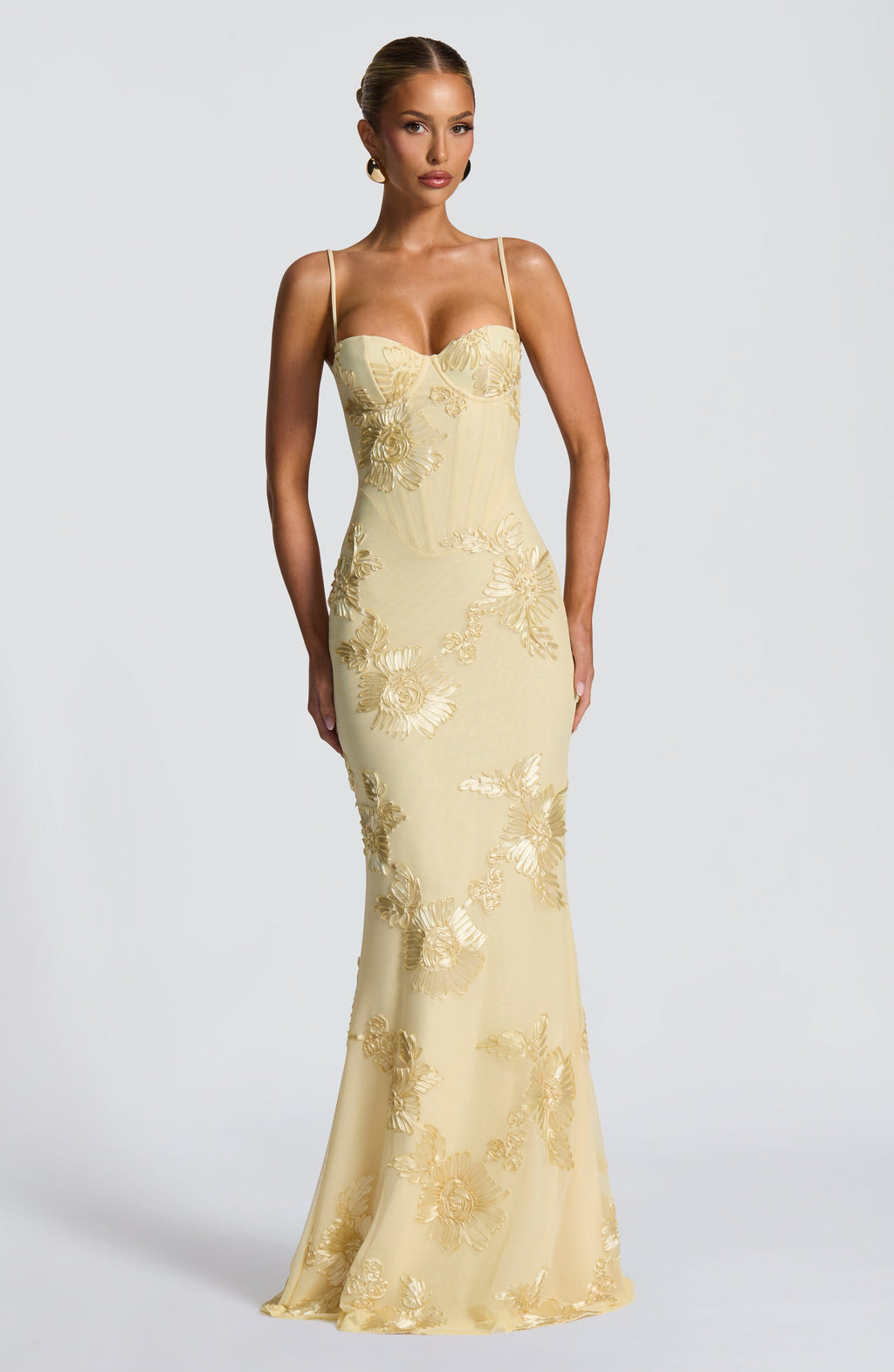 Damen Maxikleid Mesh Spaghettiträger Schnürrücken Fit & Flare – feminin-festlich für den Abend | Eira