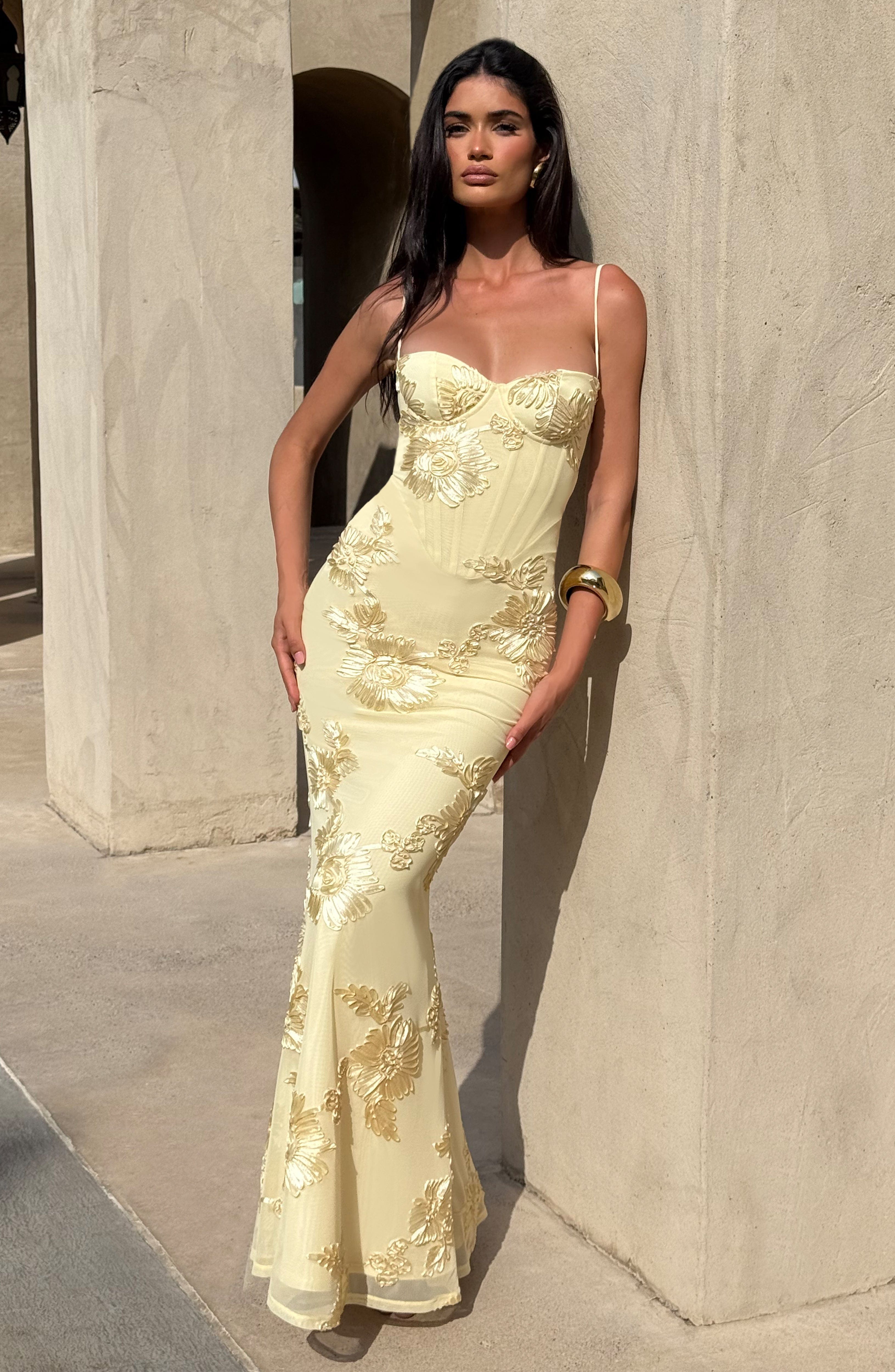 Damen Maxikleid Mesh Spaghettiträger Schnürrücken Fit & Flare – feminin-festlich für den Abend | Eira