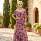 Damen Maxikleid Blumenprint V-Ausschnitt plissierte Taille fließend – Sommer & Hochzeitsgast | Asha