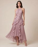 Damen Maxikleid mit Schleifenrücken und Rüschendetails – feminin für besondere Anlässe | Sasha