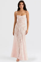 Damen Sommerkleid Maxikleid rückenfrei verstellbare Träger fließend – Gartenparty & Hochzeitsgast | Dafne