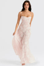Damen Sommerkleid Maxikleid rückenfrei verstellbare Träger fließend – Gartenparty & Hochzeitsgast | Dafne