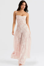 Damen Sommerkleid Maxikleid rückenfrei verstellbare Träger fließend – Gartenparty & Hochzeitsgast | Dafne