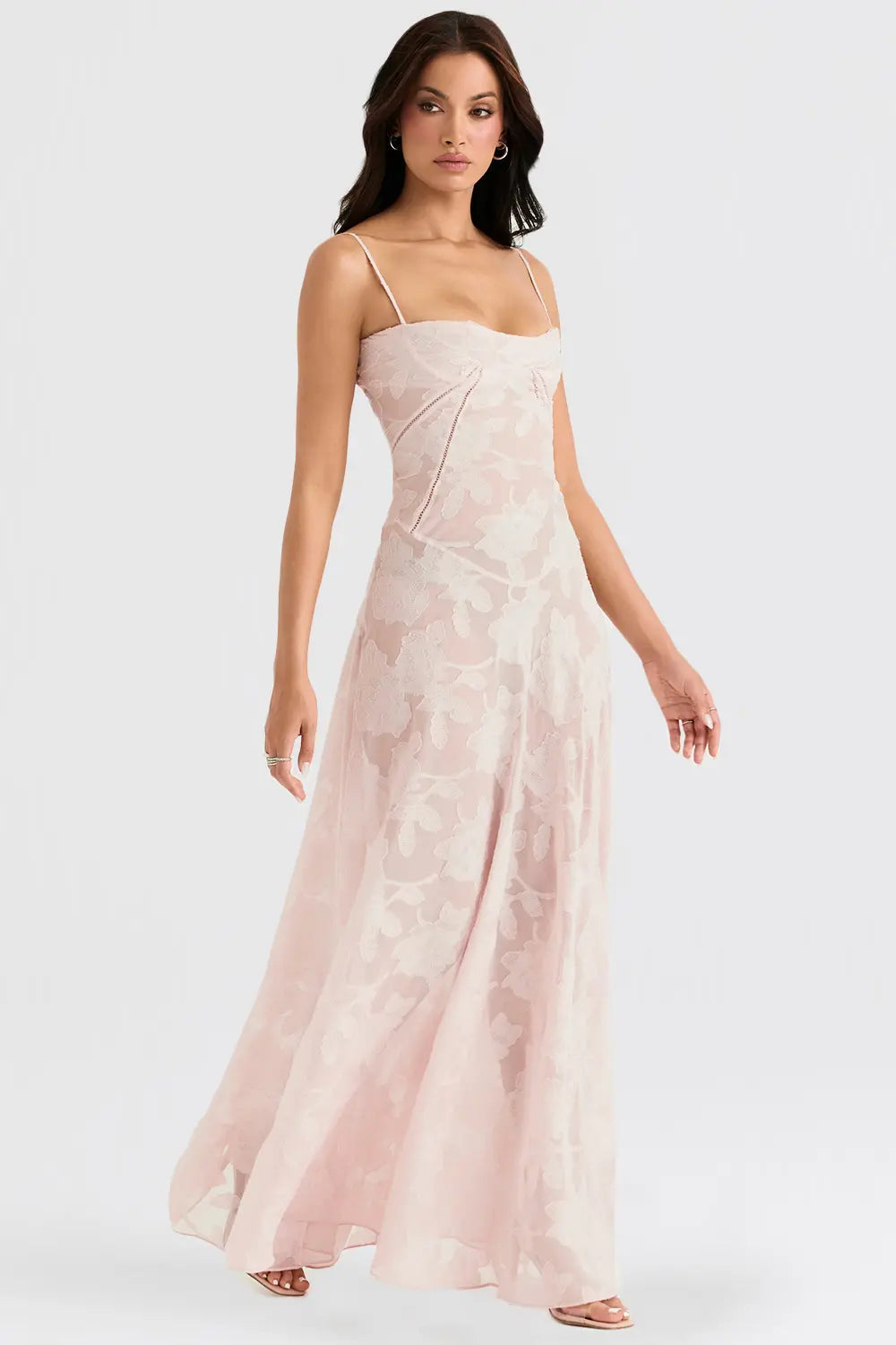 Damen Sommerkleid Maxikleid rückenfrei verstellbare Träger fließend – Gartenparty & Hochzeitsgast | Dafne