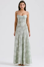 Damen Sommerkleid Maxikleid rückenfrei verstellbare Träger fließend – Gartenparty & Hochzeitsgast | Dafne