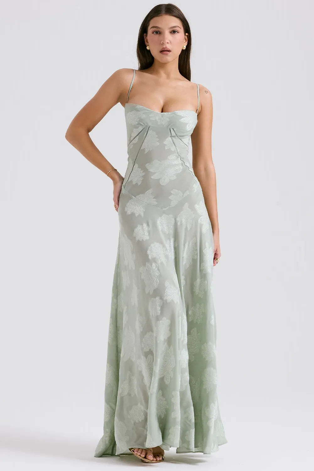 Damen Sommerkleid Maxikleid rückenfrei verstellbare Träger fließend – Gartenparty & Hochzeitsgast | Dafne