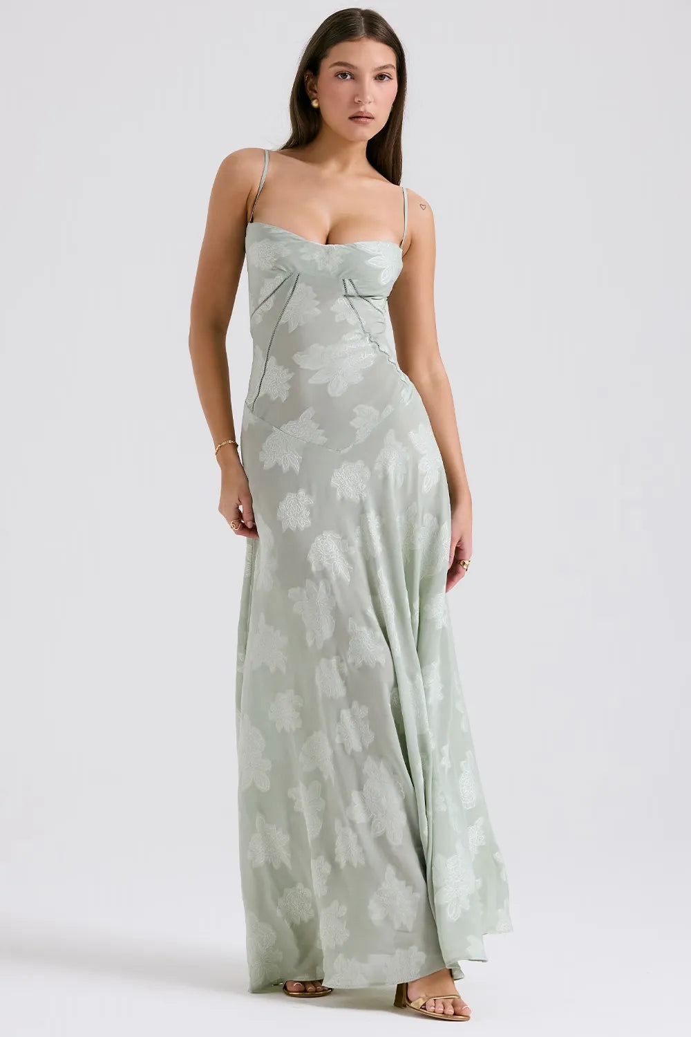 Damen Sommerkleid Maxikleid rückenfrei verstellbare Träger fließend – Gartenparty & Hochzeitsgast | Dafne