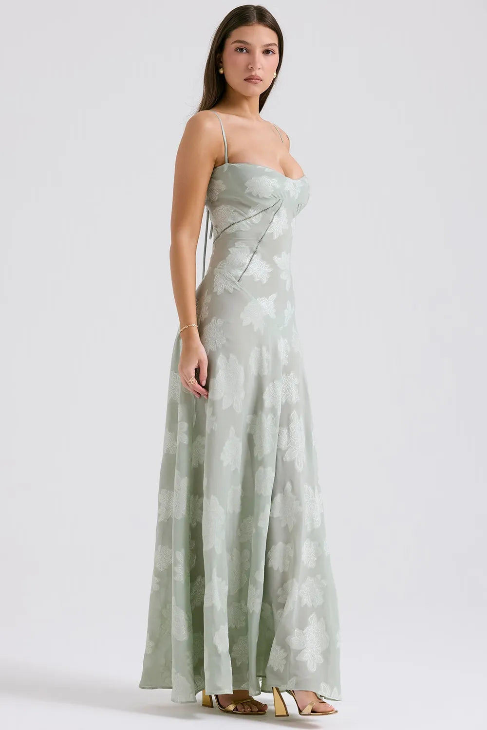 Damen Sommerkleid Maxikleid rückenfrei verstellbare Träger fließend – Gartenparty & Hochzeitsgast | Dafne
