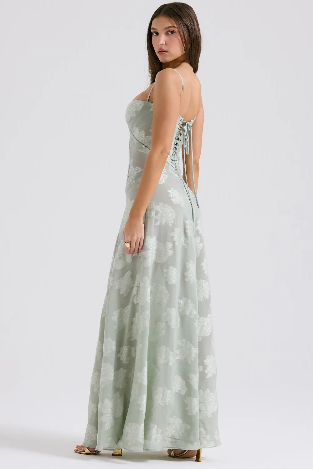 Damen Sommerkleid Maxikleid rückenfrei verstellbare Träger fließend – Gartenparty & Hochzeitsgast | Dafne