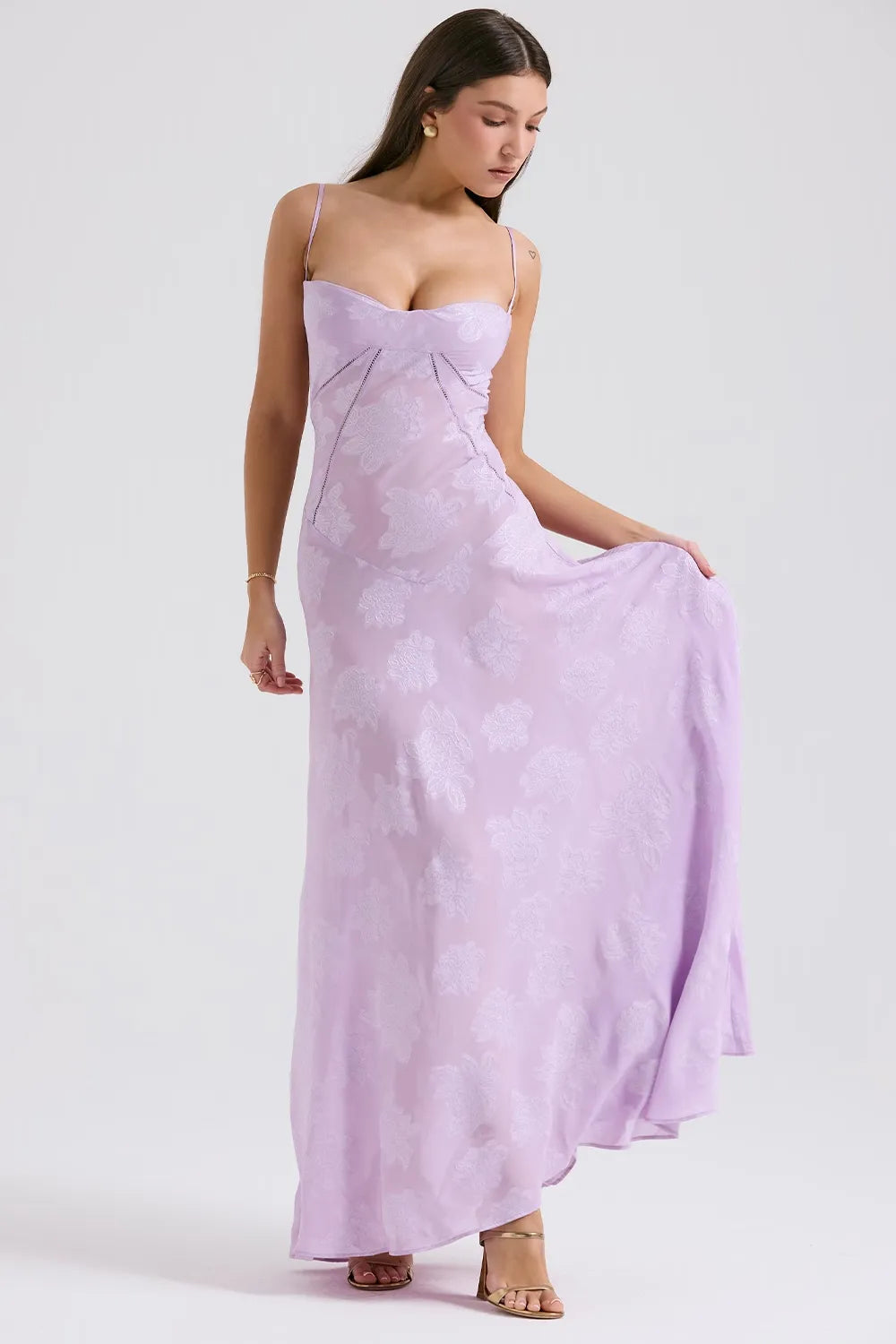 Damen Sommerkleid Maxikleid rückenfrei verstellbare Träger fließend – Gartenparty & Hochzeitsgast | Dafne
