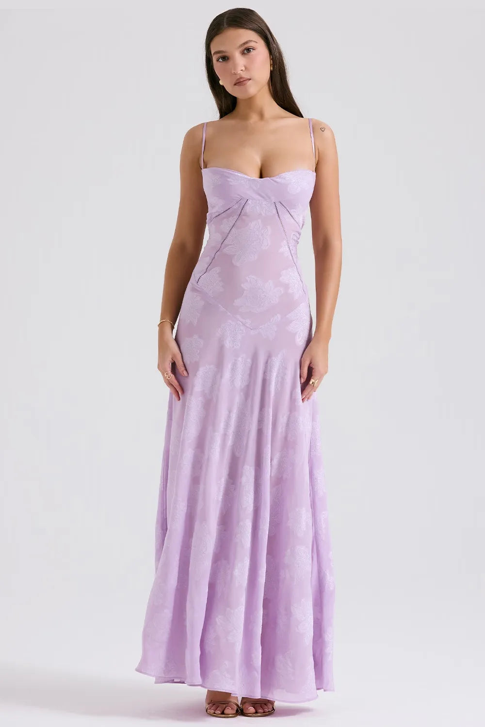 Damen Sommerkleid Maxikleid rückenfrei verstellbare Träger fließend – Gartenparty & Hochzeitsgast | Dafne