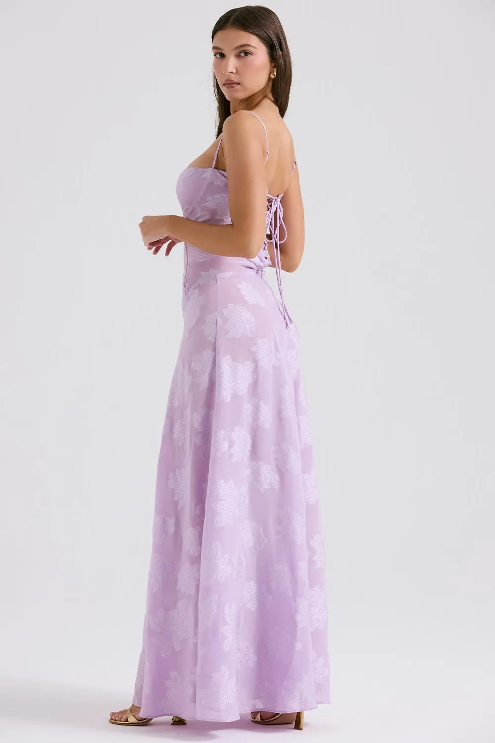 Damen Sommerkleid Maxikleid rückenfrei verstellbare Träger fließend – Gartenparty & Hochzeitsgast | Dafne